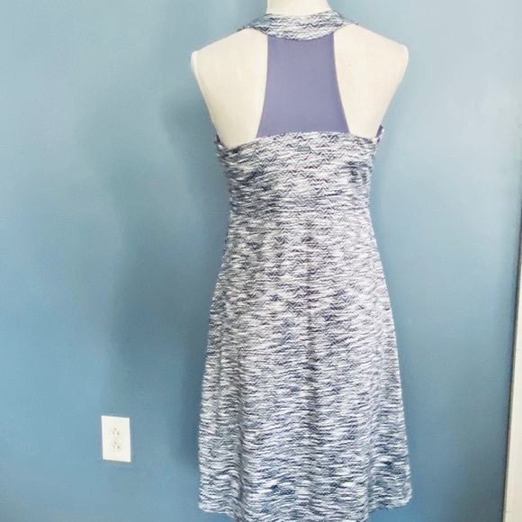 MPG Dress Athletic Sport Travel Shelf Bra Purple Gray Stripe A-Line Pockets M - Picture 8 of 15